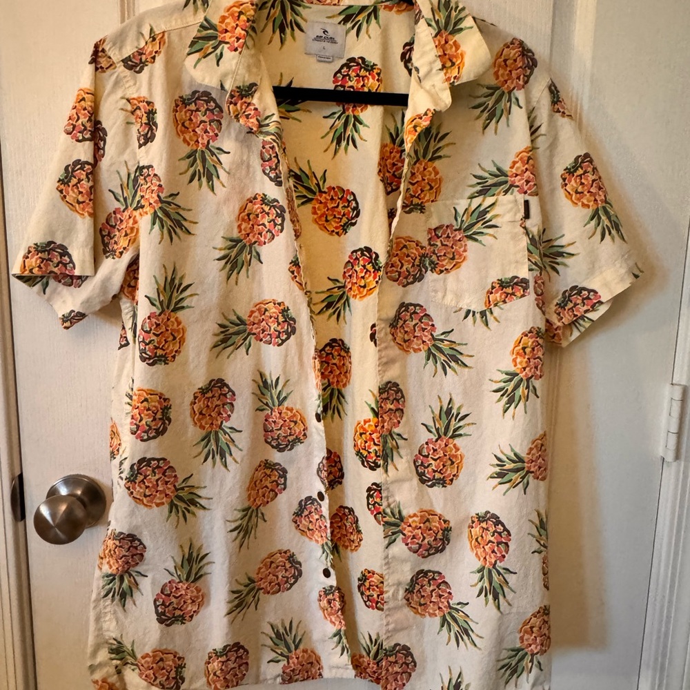 Rip Curl Cream and Orange Casual Button Down Shirt